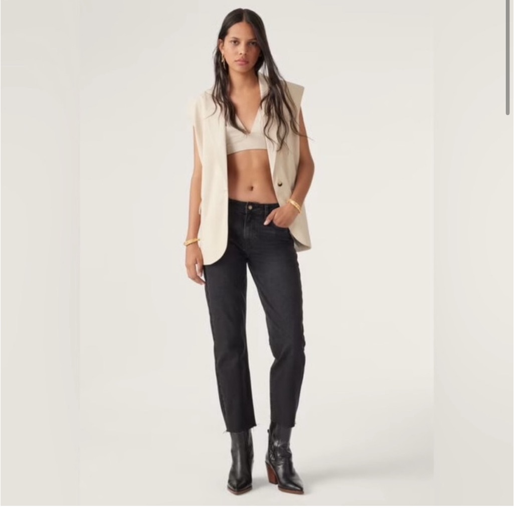 Ba&Sh Women’s Evan Straight Leg Jeans Blackstone Raw Hem 26